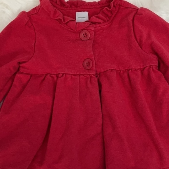 6/$20 ⭐️ GAP Red Ruffled Neckline Pea Coat US 18-24 - Picture 2 of 7
